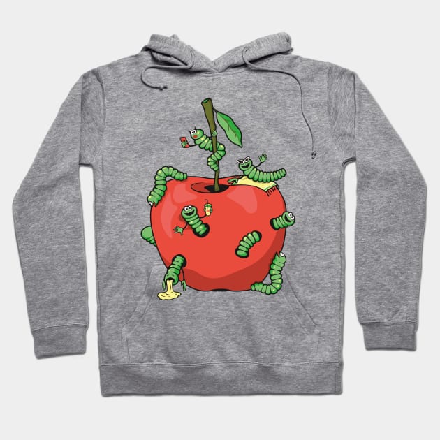 Funny worms in the apple Hoodie by lents